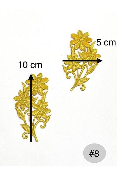 karantuhafiye Gold Glitter Iron-On Embroidery Applique/Glitter Applique Set of 2 # 8