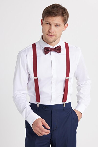 Tudors Erkek Slim Fit Premium Likralı Pamuk Saten Beyaz Gömlek