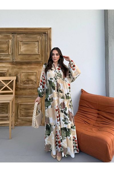 JESSE STORY Women's Hijab Dress Modal Fabric Patterned Dress