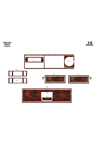 Marscockpitdesign فولفو 12 كونسول متوافق مع توربيدو 2013 - 12 قطعة