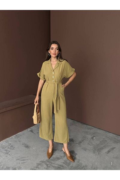 Trandiva Moda Green Jumpsuit Linen Set