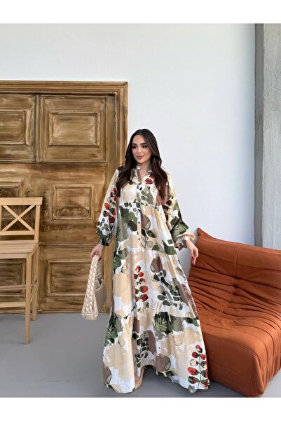 JESSE STORY Γυναικείο φόρεμα Hijab Modal Φόρεμα με υφασμάτινο σχέδιο