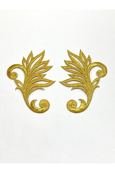 karantuhafiye Gold Glitter Iron-On Embroidery Applique/Glitter Applique Set of 2 # 2