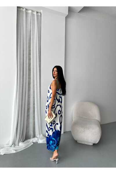 Lovely butik Women's Patterned Thin Strap Summer Long Dress