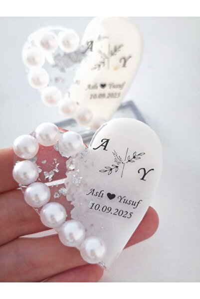 Demet Art Studio Reçineye Hayat Veriyoruz İnci Süslemeli 10'lu Kalp Epoksi Ha...