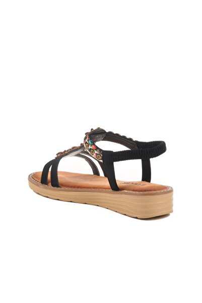 Voyager 9634 Z Black Genuine Leather Women's Sandals