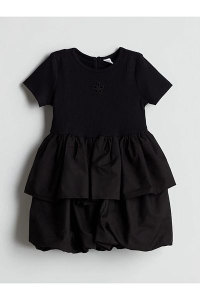 LC Waikiki Lcw Kids Black Crew Neck Girls Camisole Dress