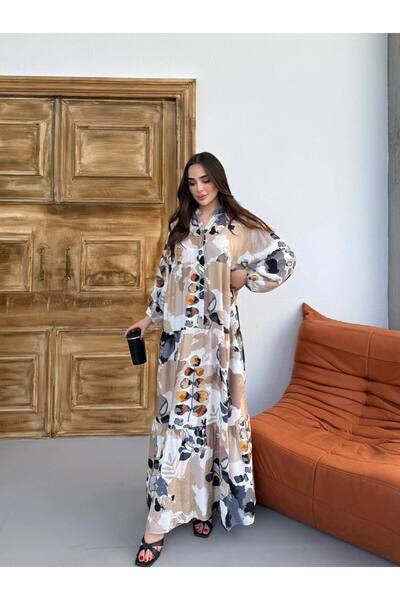 JESSE STORY Γυναικείο φόρεμα Hijab Modal Φόρεμα με υφασμάτινο σχέδιο