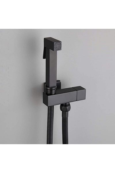 Rain Drop De la Robinetul Meu Hygienic toilet shower set, with built-in tap, with single inlet, matt black