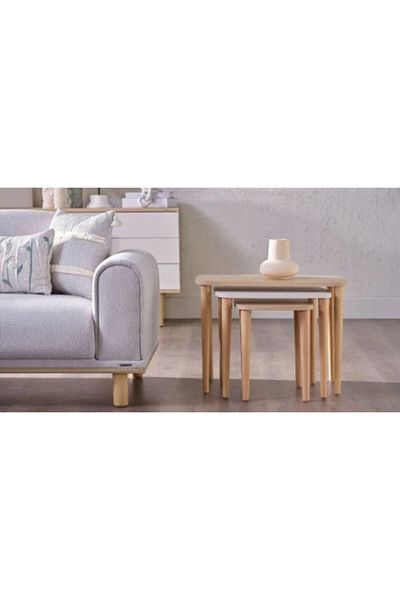 Bellona Masute de cafea Boheems, 80x80x35cm, culoare Crem - Stejar