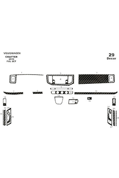 Marscockpitdesign فولكس واجن كرافتر بيانو أسود مطلي بعد 2019 29 قطعة