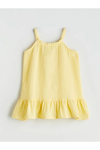 LC Waikiki Lcw Kids Orange Heart Embroidered Girl's Muslin Dress