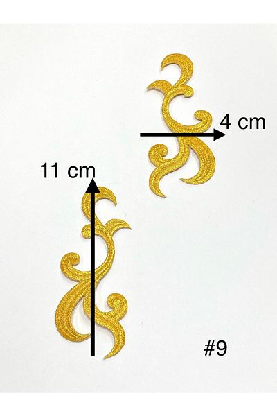 karantuhafiye Gold Glitter Iron-On Embroidery Applique/Glitter Applique Set of 2 # 9