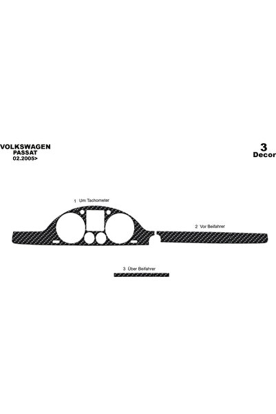 Marscockpitdesign لوحة عدادات فولكس فاجن باسات 2005-2010 3 قطع كونسول-تيربو