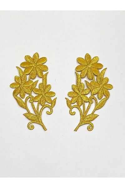karantuhafiye Gold Glitter Iron-On Embroidery Applique/Glitter Applique Set of 2 # 8