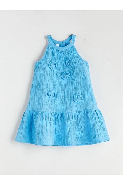 LC Waikiki Lcw Kids Blue Floral Girl's Muslin Dress