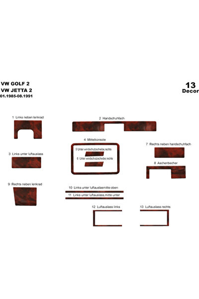 Marscockpitdesign فولكس واجن جولف 2 وحدة التحكم-توبيردو 1985-1991 13 قطعة