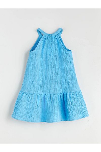 LC Waikiki Lcw Kids Blue Floral Girl's Muslin Dress