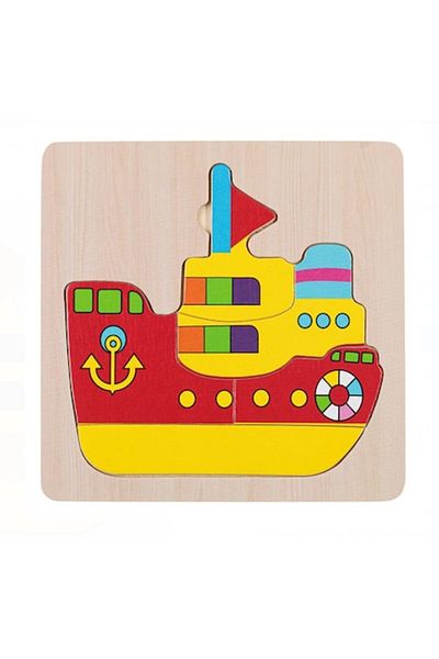 Dali Educational Puzzle for Kids, 5 Wooden Pieces, Boat, 15 x 15 cm, Multicolor