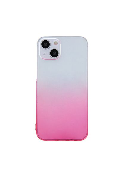 Dali Protective Case Compatible with Apple iPhone 15 Plus, Gradient Case, Silicone, Pink-Transparent