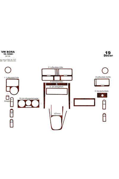 Marscockpitdesign فولكس واجن بورا وحدة التحكم-توبوردو 1998-2008 19 قطعة