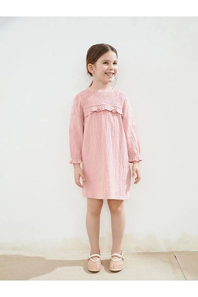 LC Waikiki Lcw Baby Crew Neck Girl's Muslin Dress