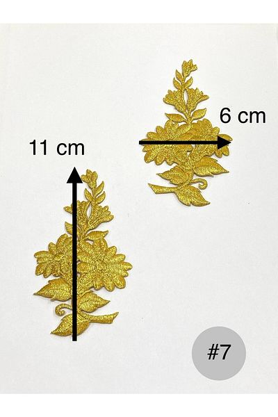 karantuhafiye Gold Glitter Iron-On Embroidery Applique/Glitter Applique Set of 2 # 7