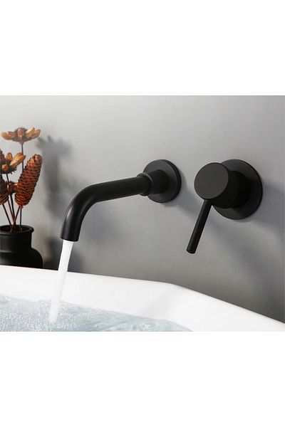 Rain Drop De la Robinetul Meu Wall-mounted washbasin mixer, made of brass, single-lever, black color