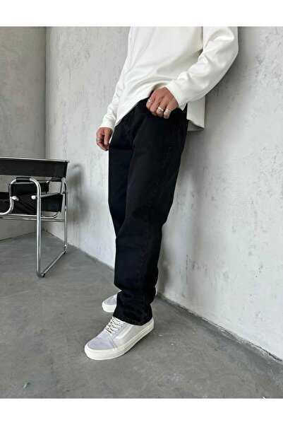 WE11 ERKEK SİYAH BAGGY JEANS bol paça black