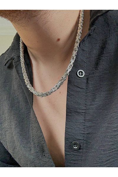 Arvens Men's Silver Stainless Steel Thick Necklace Does Not Lose Color Does Not Fade Unisex Does Not Fade Can Be Combined