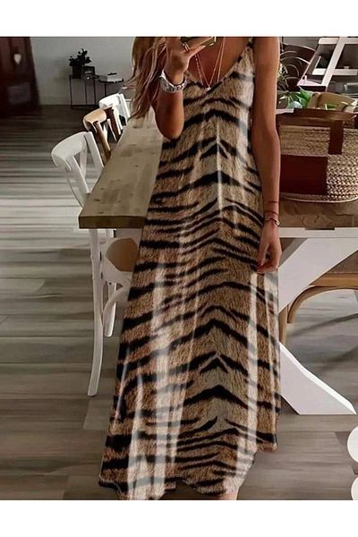 JANES Women's Digital Printed Suprem Fabric Strap Maxi Dress