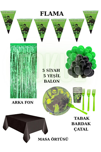 FOKUL Hulk Yeşil Dev 8 Kişilik Doğum Günü Parti Seti Hulk Doğum Günü Parti Ko...