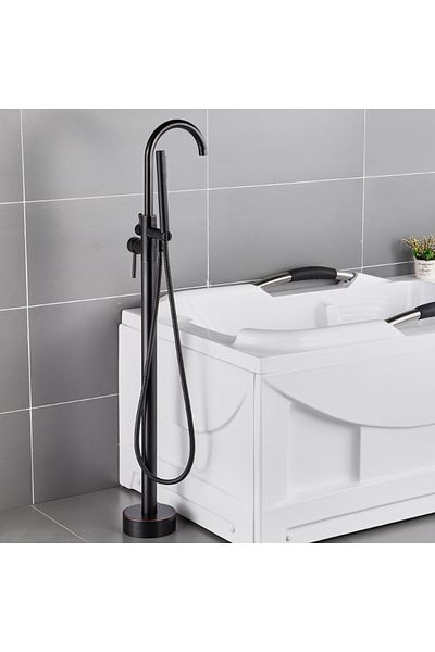 Rain Drop De la Robinetul Meu Baterie de podea, tip Freestanding cu para dus de mana, cadru rotund, din Alama, rotire 360 grade