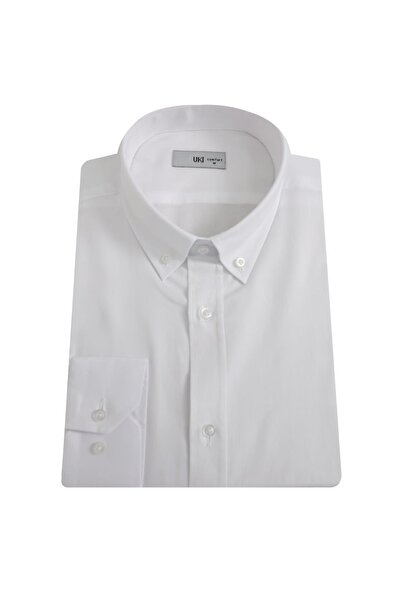 Uki BEYAZ Comfort Fit Uzun Kol Oxford Klasik Gömlek