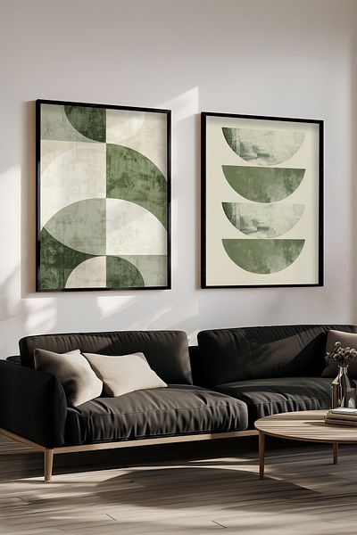 STARYUNA Set of 2 Paintings Boho with Black Wooden Frame Yuna12