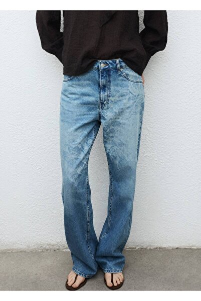 MANGO Woman Orta bel düz kesim jean