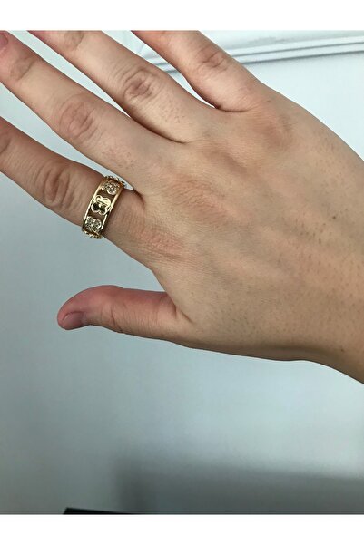 shop خاتم من الفولاذ الذهبي بنمط زهرة حجرية لامعة قابل للتعديل ومتوافق مع كل ...