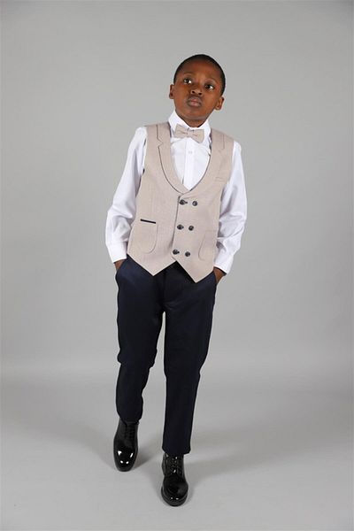 Ugly Duck 03 - 14 Years Old Boy Beige Linen Vest Suit