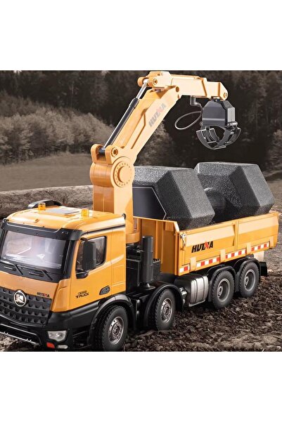 Huina 1538 1/14 26CH 8x4 Damperli Kamyon RC Kumandalı İş Makinesi 3 Farklı Tutma Kollu Kepçeli RC Mo