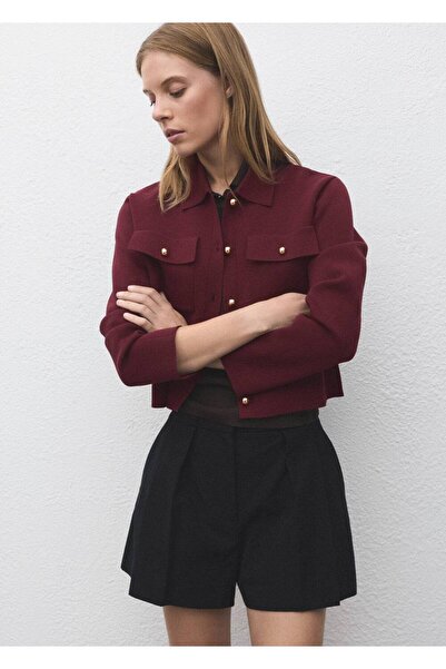 MANGO Woman Geaca tricot cu buzunare