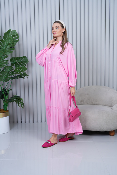 EL jadida Γυναικείο Μεγάλο Μέγεθος Χιτζάμπ Φόρεμα Ροζ 2061