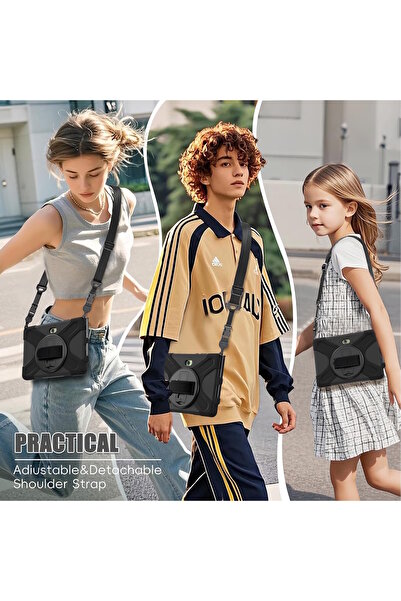 m.tk moveteck Samsung Galaxy Tab Active 4 Pro T638 10.1 inç Tablet Kılıf Tam Koruyucu Askılı Standlı Defender Zırh