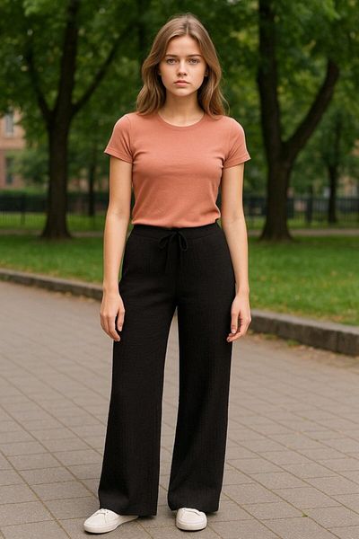 COTTONLAB Women's Elastic Waist Pol Leg Trousers