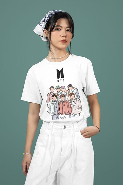 MAGORS Bts Bangtan Boys K-Pop Printed 100% Cotton Soft Texture Crewneck Children's and Youth Tshirt
