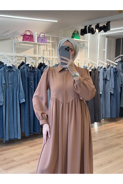 OlaLady Women's Chest under Wave Gathered Thin Crepe Hijab Cap Ferace