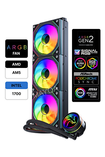GAMETECH HYDRA AHD360B ARGB AYNALI FAN 360MM SONSUZLUK AYNALI SİYAH SIVI SOĞUTMA