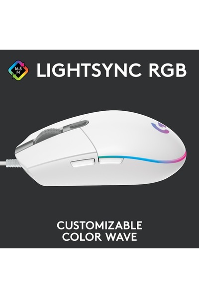 logitech Mouse Gaming G203, RGB LightSync, White