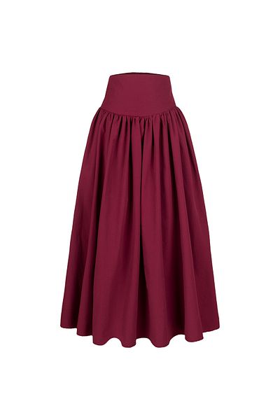 laulei Fusta midi cu talie înaltă din poplin