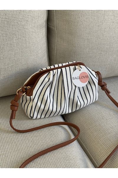 BAGLOVİS Fabric Women's Shoulder Bag with Zipper and Snap Closure En25 Boy15