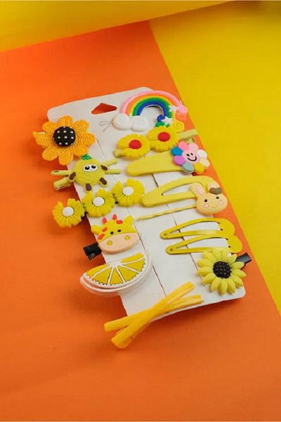 GÜMRÜK BEY 14 Pieces Colorful Cute Hair Clip Set – Flower, Fruit and Dessert Pattern |   For Babies, Teenagers, Children